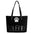 Black tote bag with long handles, white paw print, and "LauBelle" text on the front.