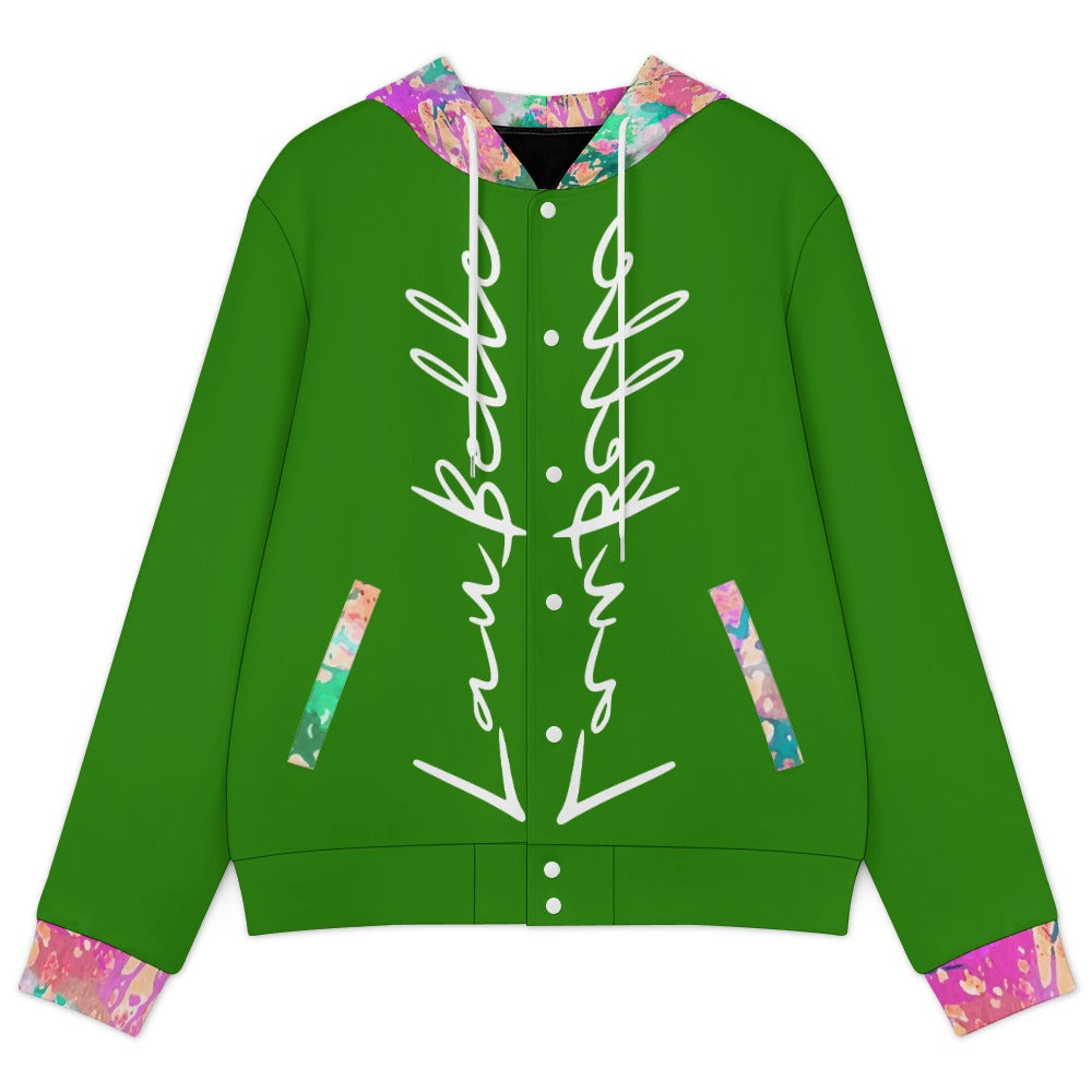 LauBelle Sport Athletic Hooded Baseball Varsity Jacket for her
