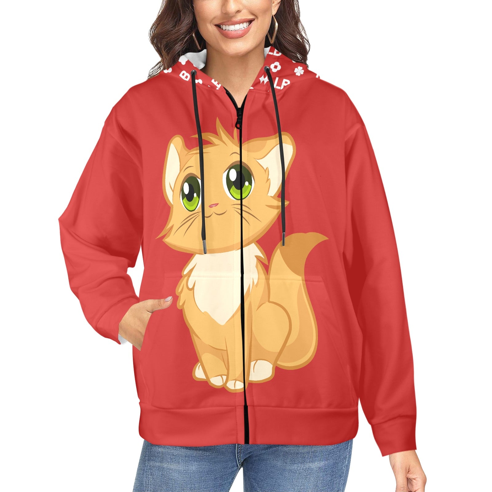 LauBelle - Women's Fleece Full-Zip Hoodie - Red - LauBelle Brand