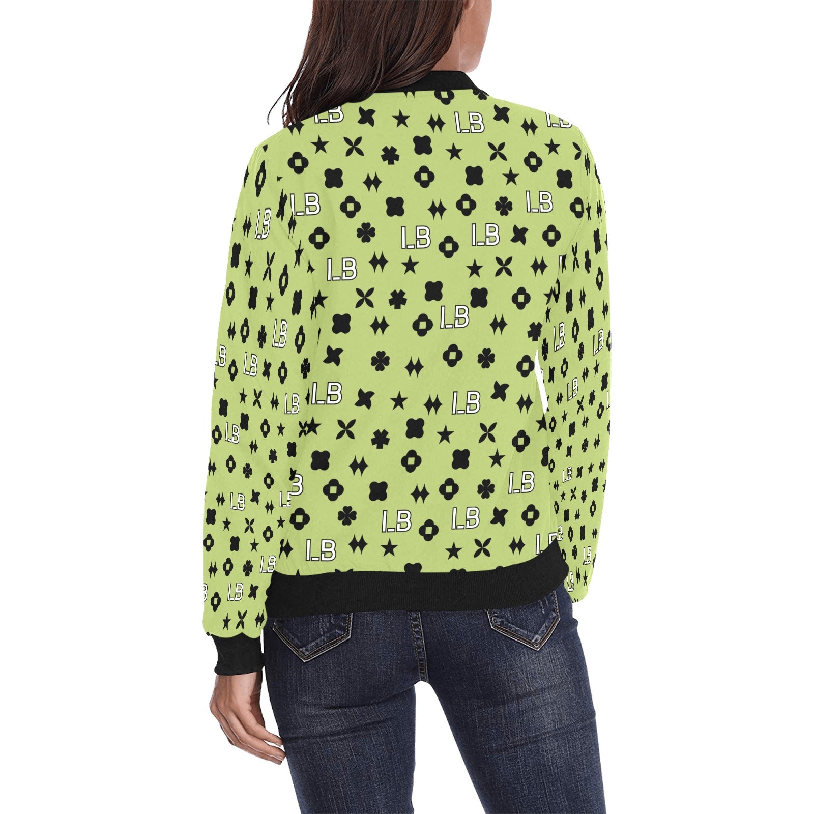 Women's All Over Print Bomber Jacket(Model H36) - LauBelle Brand