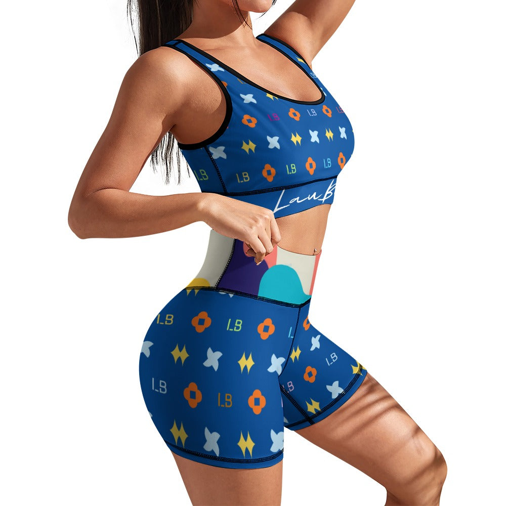 LauBelle Womens Activewear Yoga Shorts & Sports Top Set