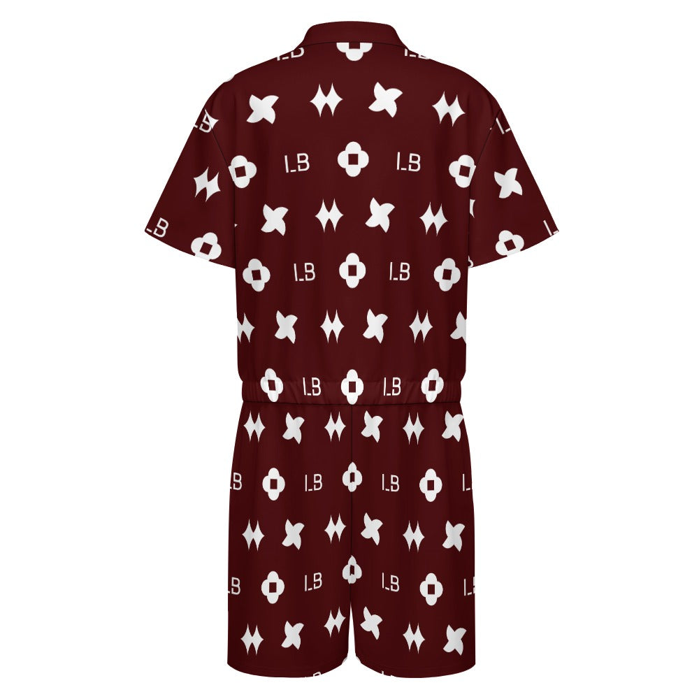 LauBelle - Men's one piece jumpsuit Short sleeved jumpsuit - Reddd - LauBelle Brand