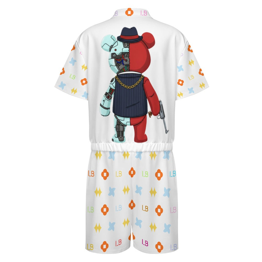 LauBelle - Men's one piece jumpsuit Short sleeved jumpsuit - Whitee - LauBelle Brand