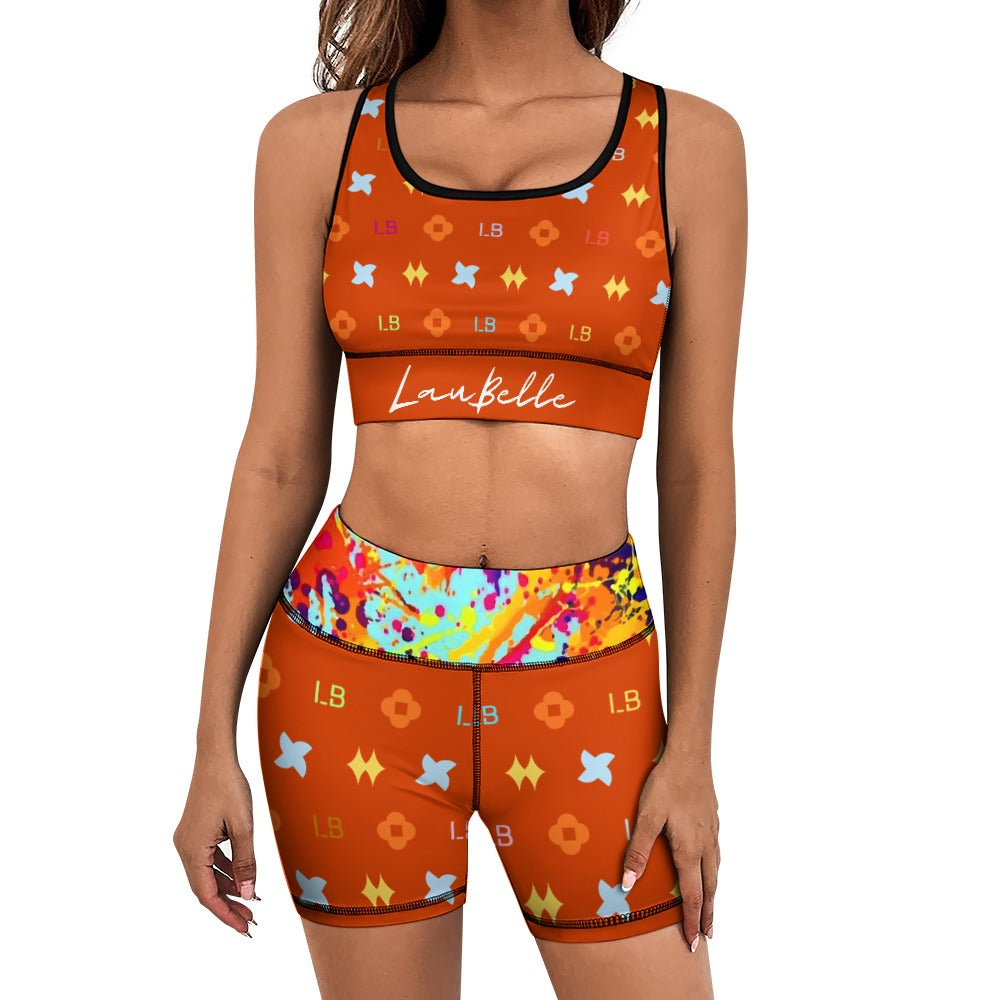 LauBelle Womens Activewear Yoga Shorts & Sports Top Set
