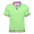 Light green polo shirt with colorful floral collar and sleeve trim, featuring a small label.