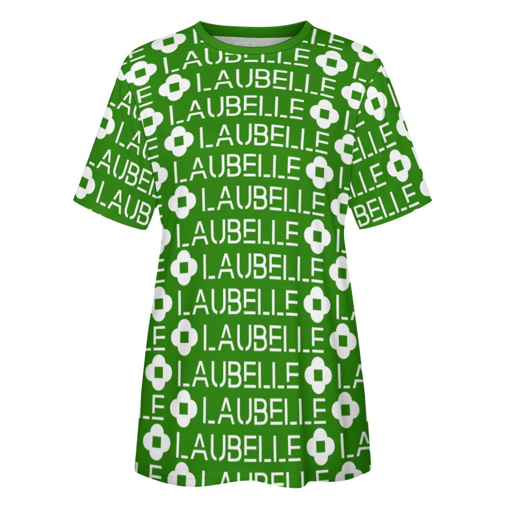 LauBelle - Women's 100% Cotton T-Shirt - Green and white - LauBelle Brand