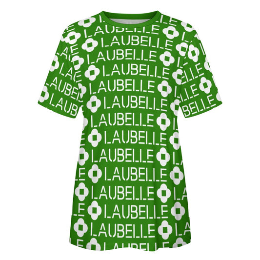 LauBelle - Women's 100% Cotton T-Shirt - Green and white - LauBelle Brand