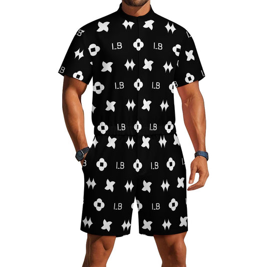 LauBelle - Men's one piece jumpsuit Short sleeved jumpsuit - Blackky - LauBelle Brand
