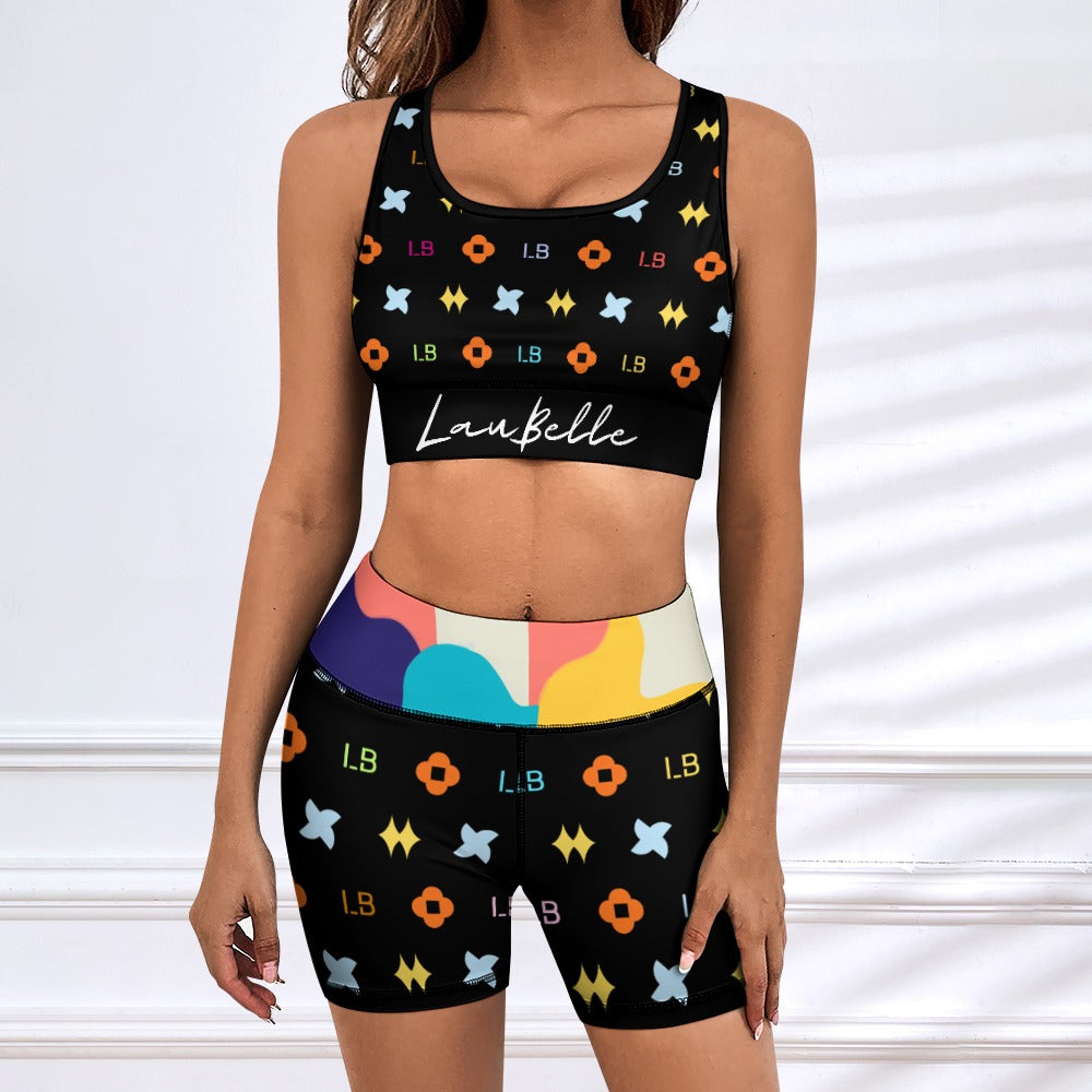 LauBelle Womens Activewear Yoga Shorts & Sports Top Set