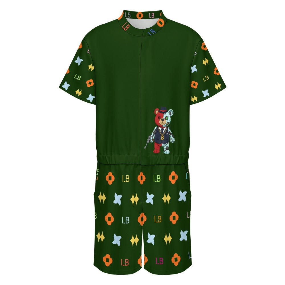 LauBelle - Men's one piece jumpsuit Short sleeved jumpsuit - Greeen - LauBelle Brand
