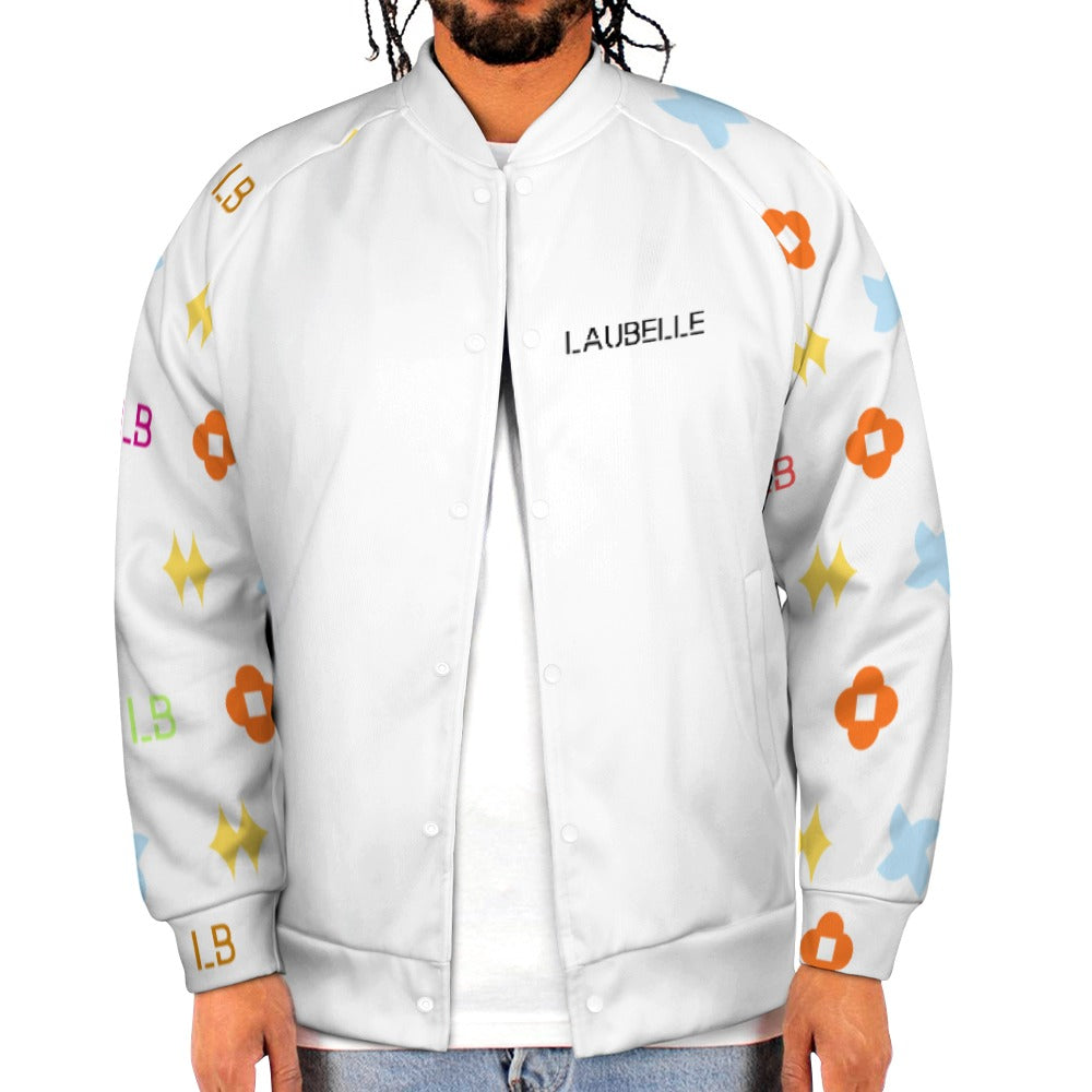 LauBelle Mens Classic Varsity Baseball Jacket Snap Button