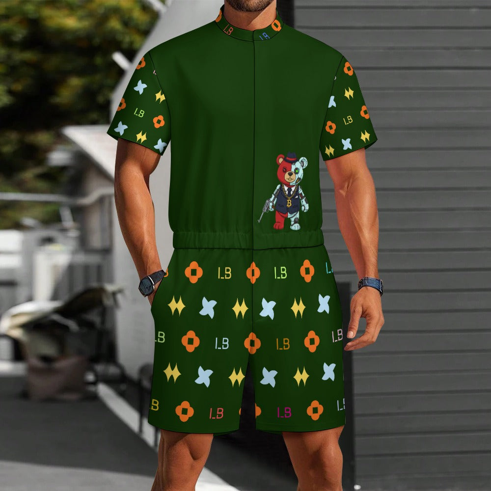 LauBelle - Men's one piece jumpsuit Short sleeved jumpsuit - Greeen - LauBelle Brand