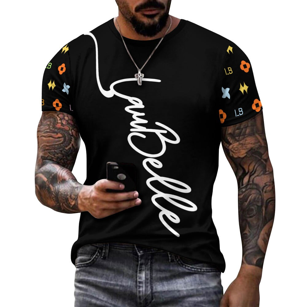 LauBelle - Men's Signature Script Tee – Pure Cotton Graphic T-Shirt