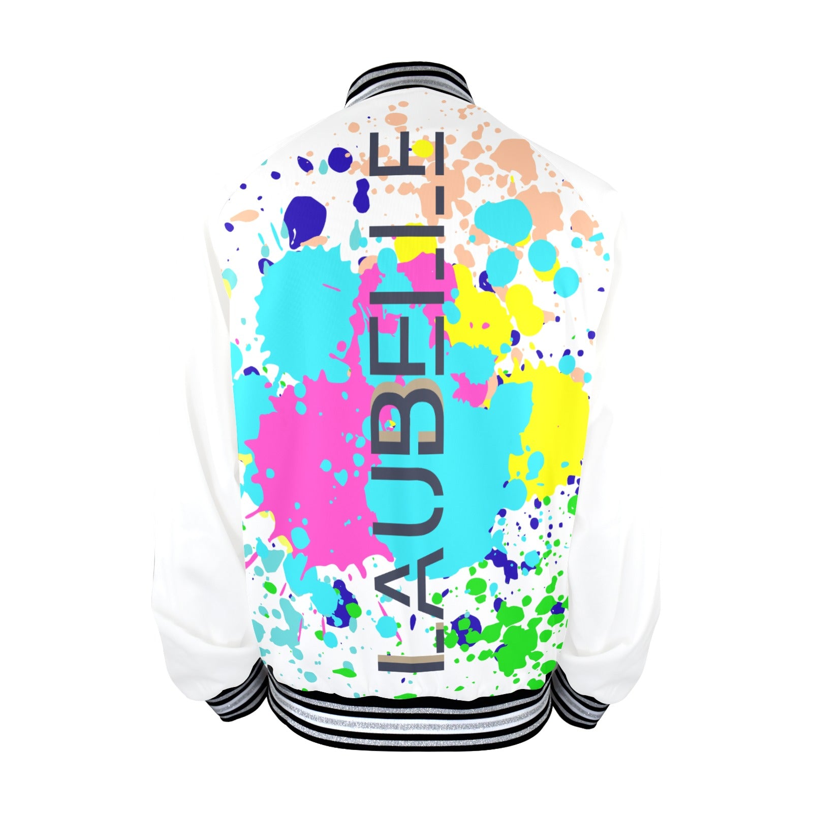 LauBelle Mens Sporty Striped-Trim Metal-Zip Bomber Jacket