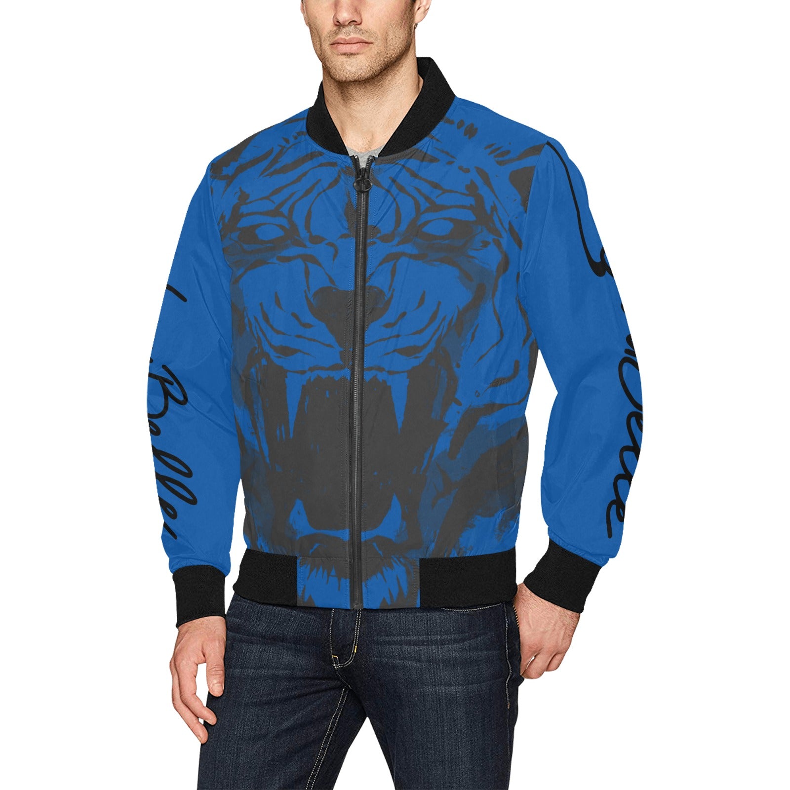 LauBelle Mens Heavyweight Zip-Up Bomber Jacket