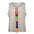 Beige tank top with vertical colorful blocks spelling "LAUBELLE" in red, black, green, orange, and blue.