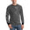 Man wearing a gray long-sleeve shirt with "LaufBelle" text, black cuffs, and "L.B" on one sleeve.