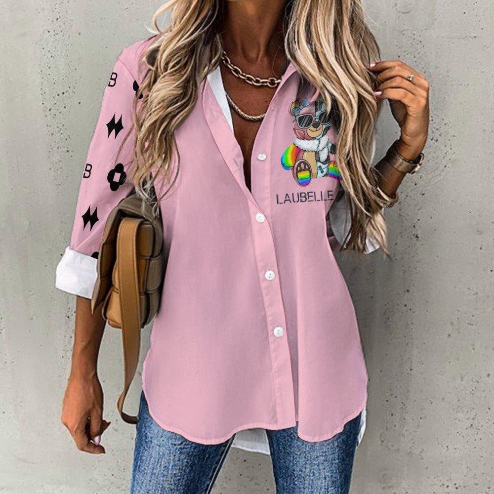 LauBelle - Cropped hem shirt - Pink - LauBelle Brand