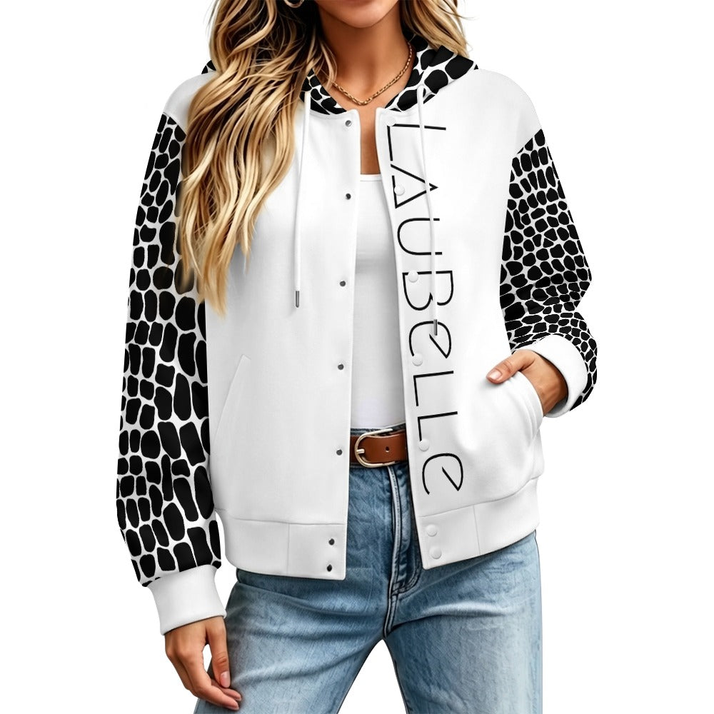 LauBelle Sport Athletic Hooded Baseball Varsity Jacket for her