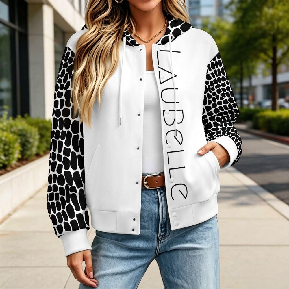 LauBelle Sport Athletic Hooded Baseball Varsity Jacket for her