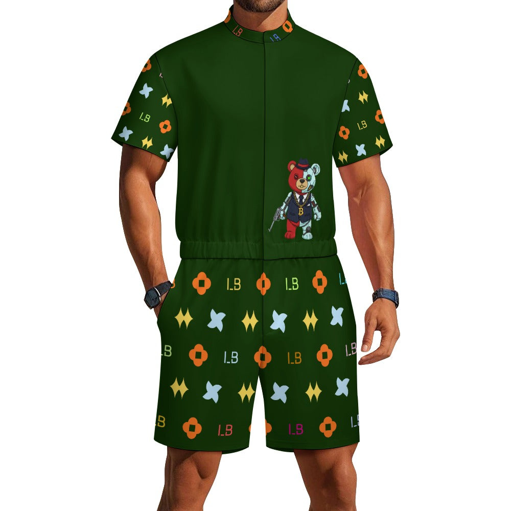 LauBelle - Men's one piece jumpsuit Short sleeved jumpsuit - Greeen - LauBelle Brand