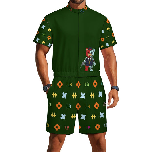 LauBelle - Men's one piece jumpsuit Short sleeved jumpsuit - Greeen - LauBelle Brand