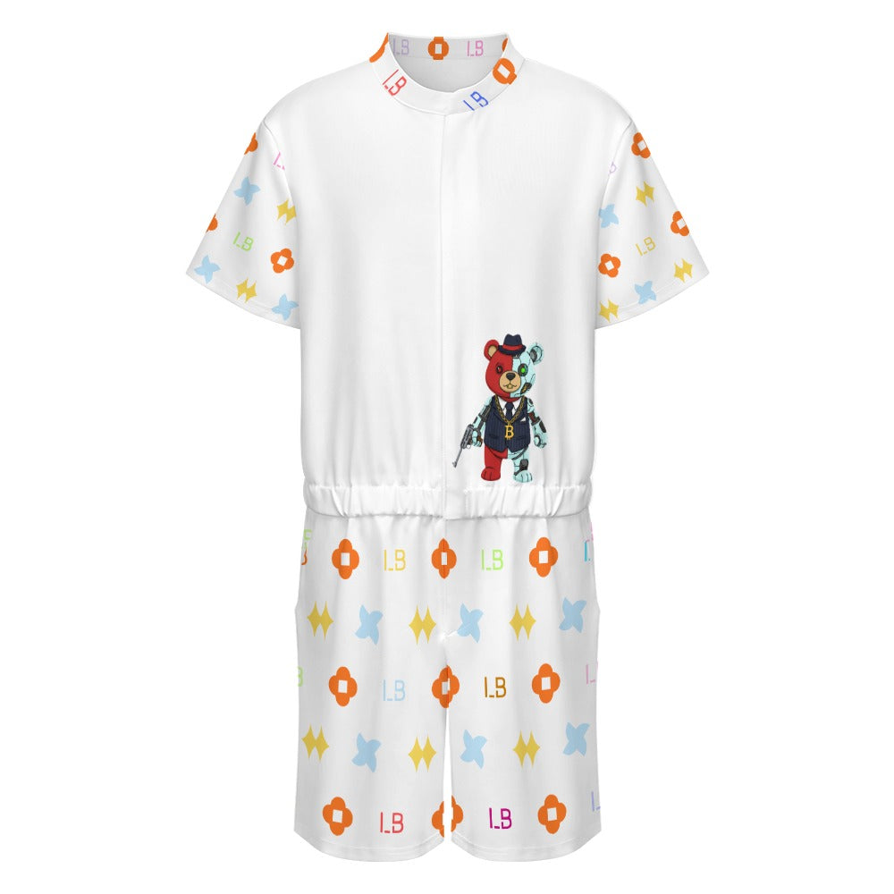 LauBelle - Men's one piece jumpsuit Short sleeved jumpsuit - Whitee - LauBelle Brand