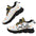 White sneakers with colorful patterns, black sole, and "CamBelle" in bold script on the side.