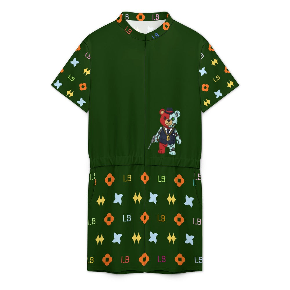 LauBelle - Men's one piece jumpsuit Short sleeved jumpsuit - Greeen - LauBelle Brand