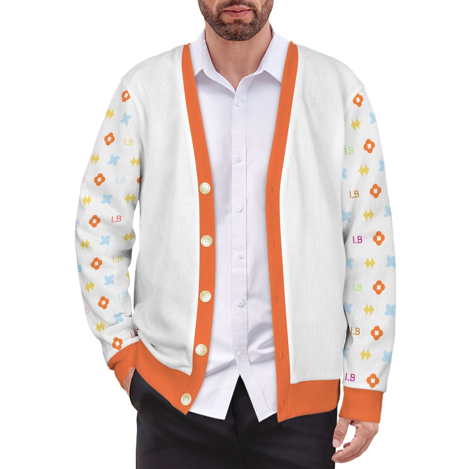 LauBelle Mens Tailored V-Neck Button-Up Cardigan