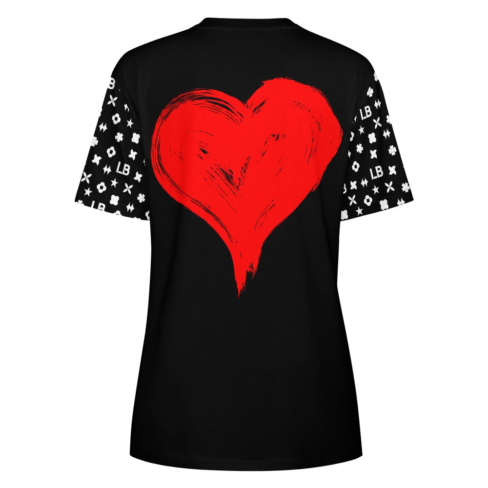 LauBelle - Women's 100% Cotton T-Shirt - Black XO - LauBelle Brand