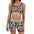 Woman in leopard print workout set with gray waistband, colorful band, and "La Bebe" text.