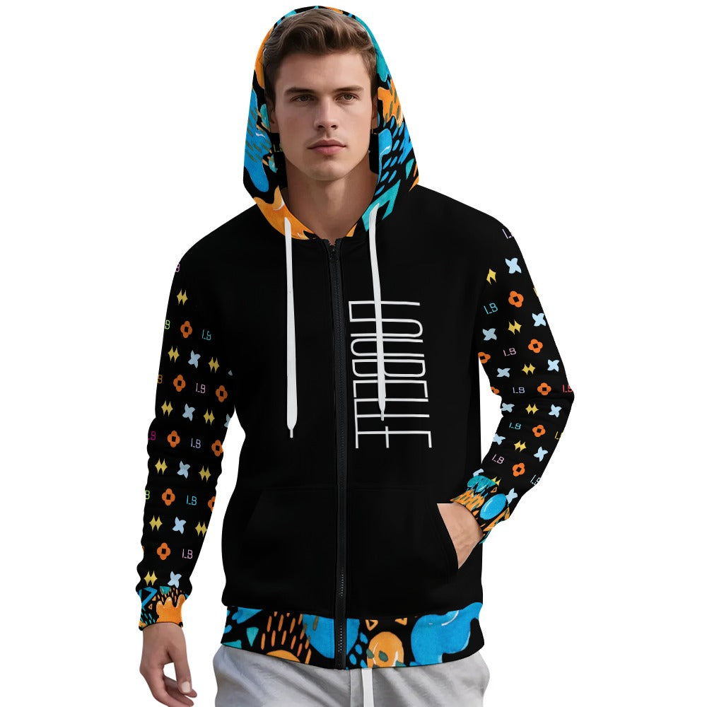 LauBelle Mens Athletic Full-Zip Hoodie with Side Pockets