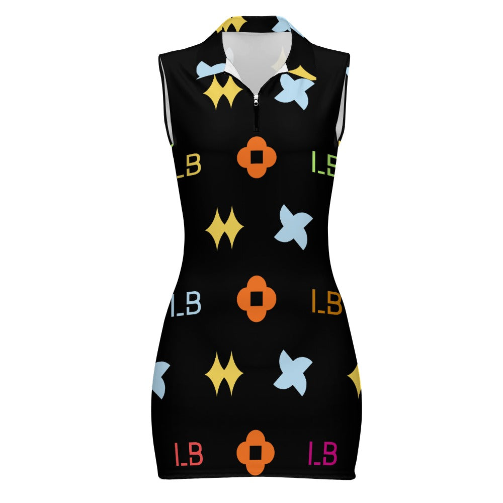 LauBelle - Women's Short Sleeve Dress with Short Zipper - Blackk - LauBelle Brand