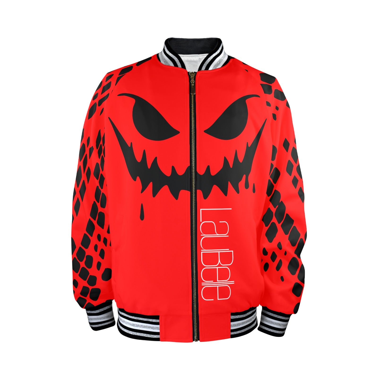 LauBelle Mens Sporty Striped-Trim Metal-Zip Bomber Jacket