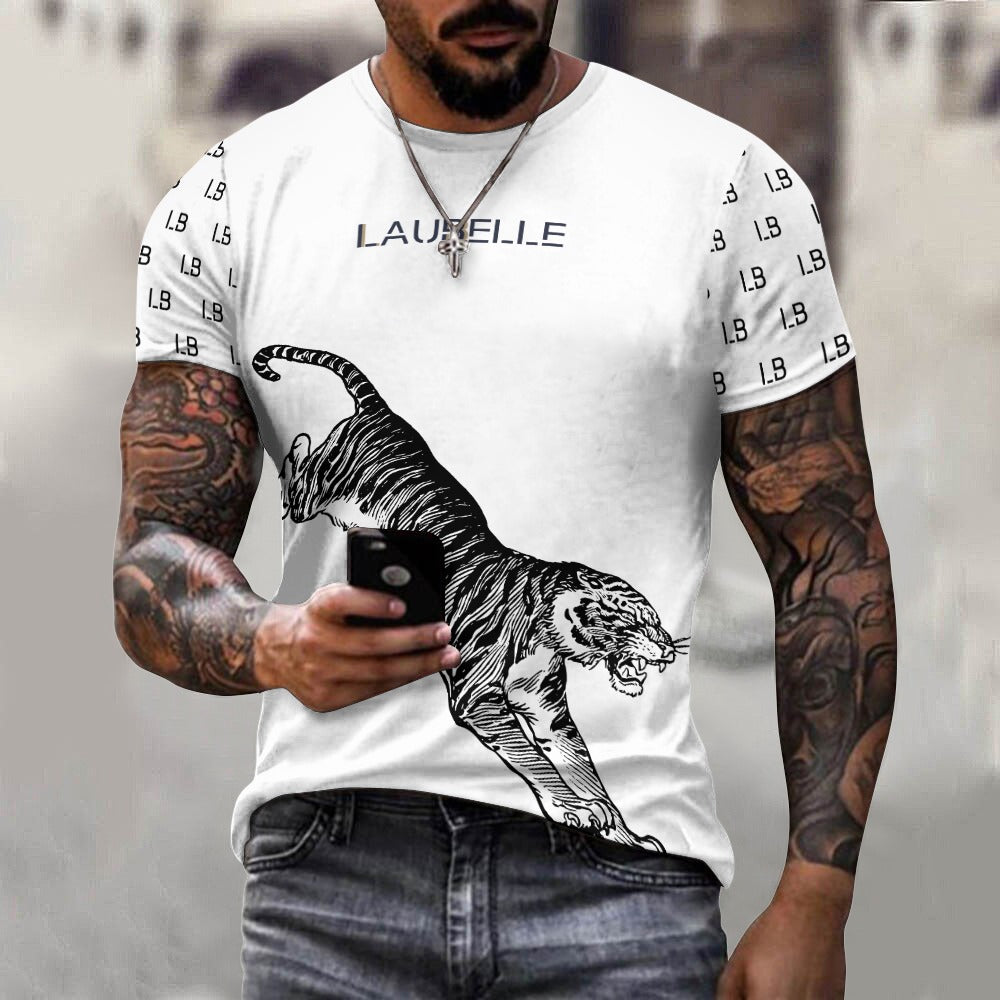 LauBelle - Men's Graphic Tiger Tee – Pure Cotton Graphic T-Shirt