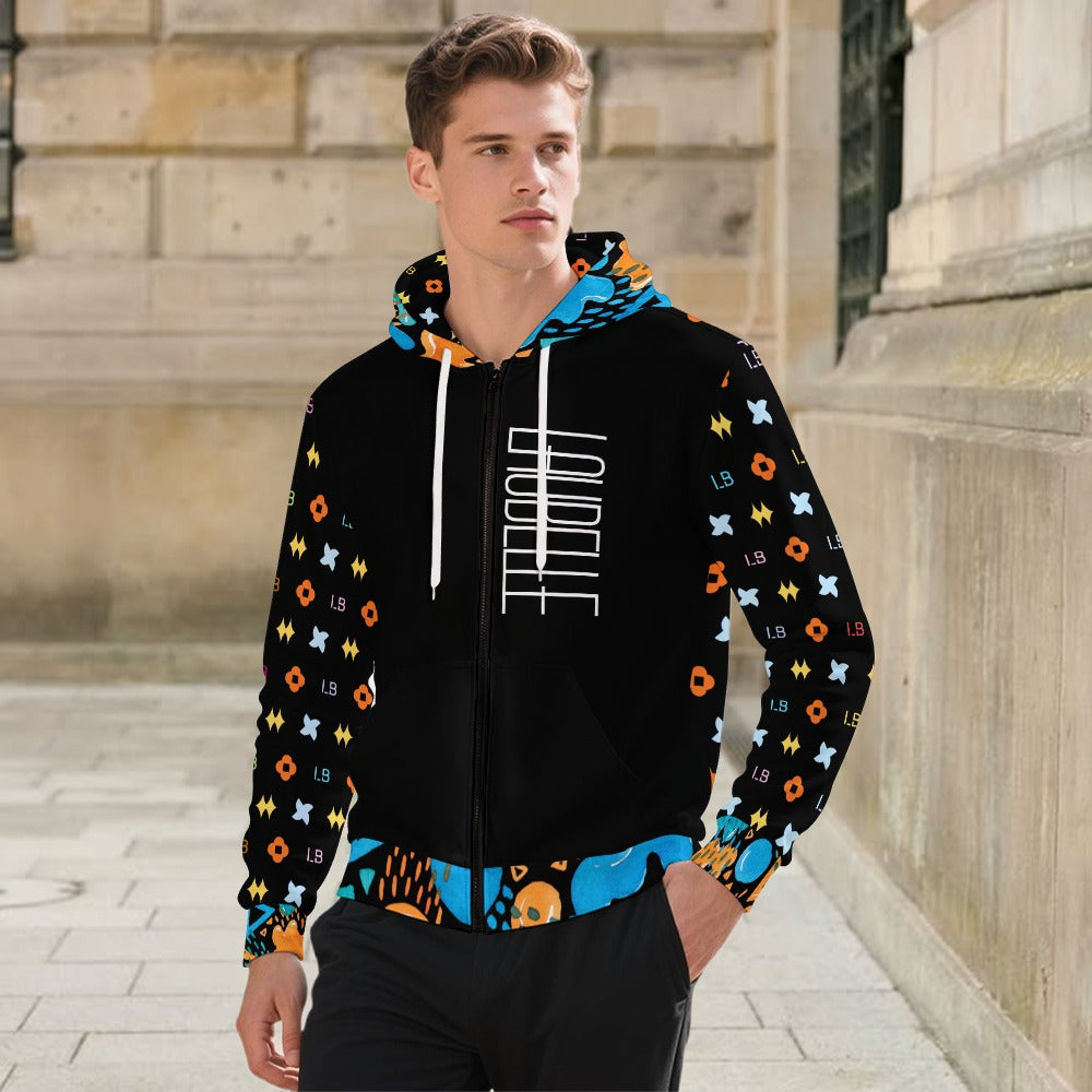 LauBelle Mens Athletic Full-Zip Hoodie with Side Pockets
