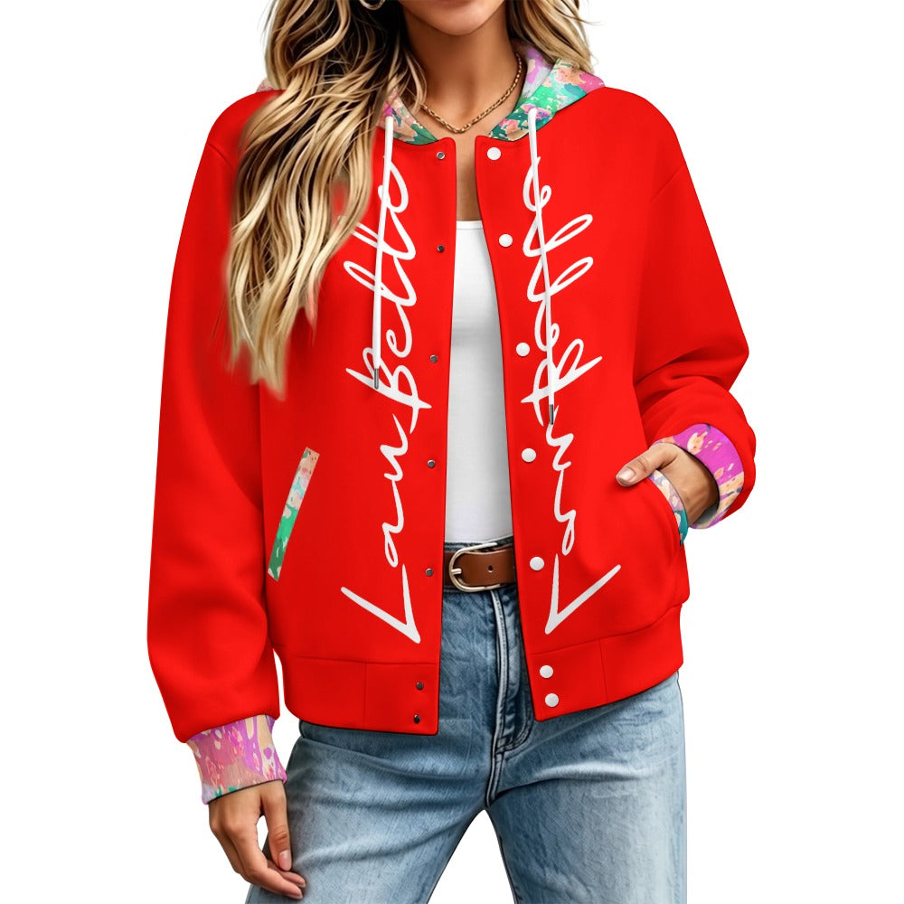 LauBelle Sport Athletic Hooded Baseball Varsity Jacket for her