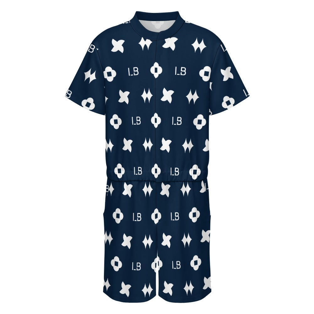 LauBelle - Men's one piece jumpsuit Short sleeved jumpsuit - Darkk Blue - LauBelle Brand