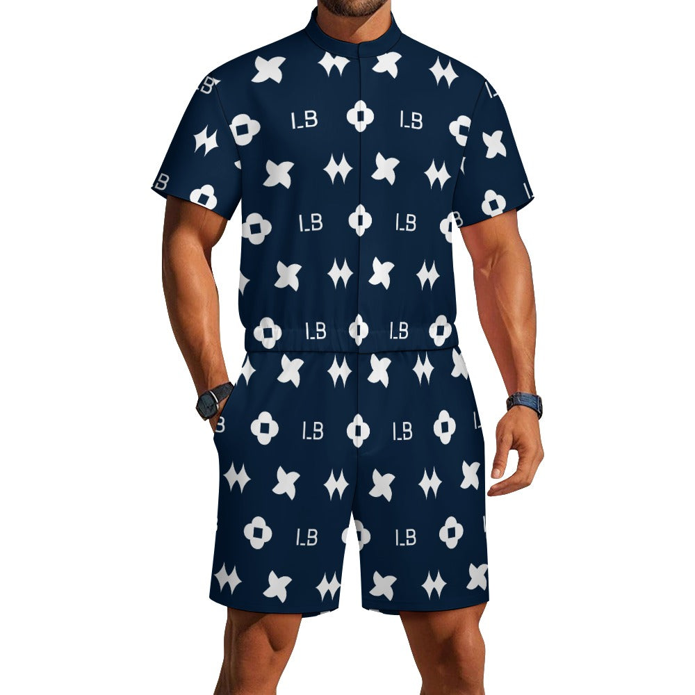 LauBelle - Men's one piece jumpsuit Short sleeved jumpsuit - Darkk Blue - LauBelle Brand