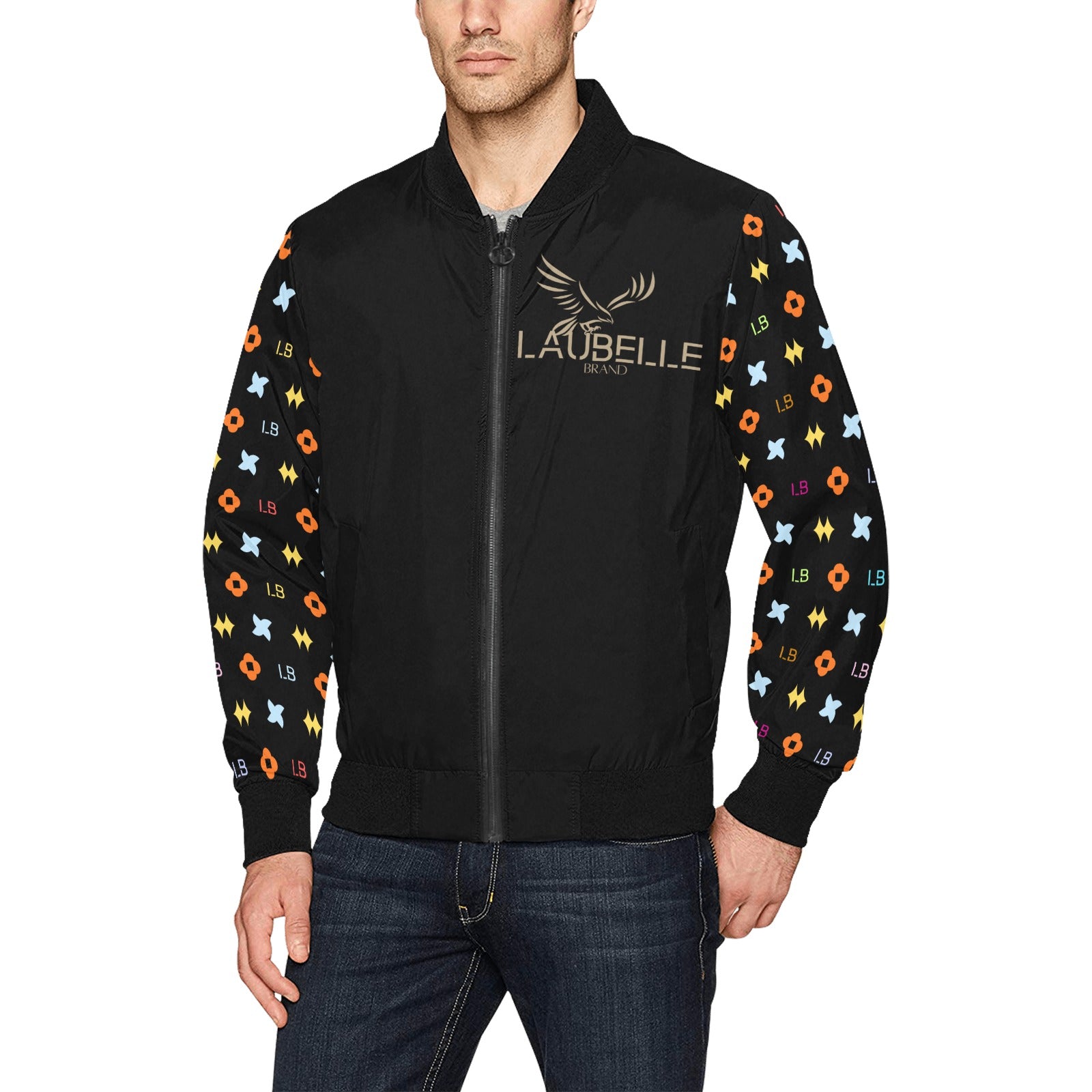 LauBelle Mens Heavyweight Zip-Up Bomber Jacket