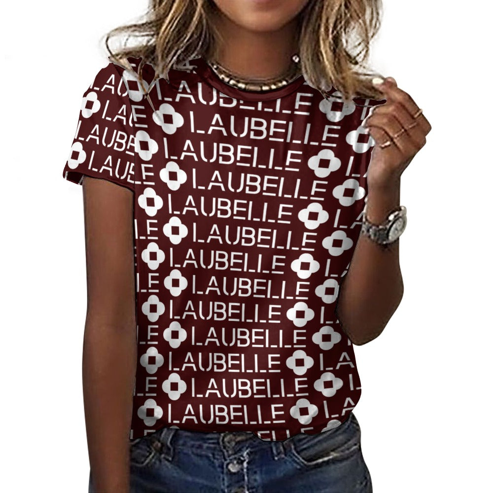 LauBelle - Women's 100% Cotton T-Shirt - Red and white - LauBelle Brand