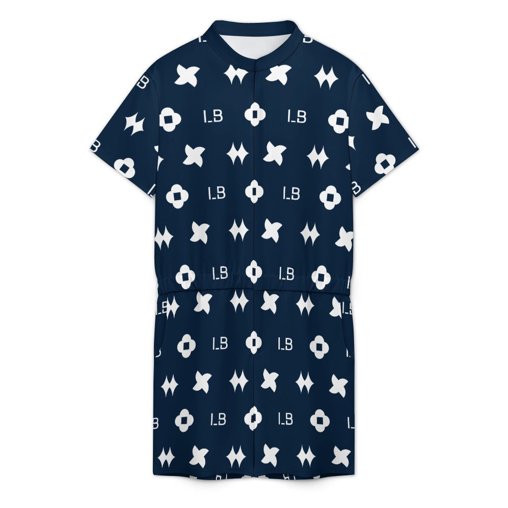 LauBelle - Men's one piece jumpsuit Short sleeved jumpsuit - Darkk Blue - LauBelle Brand