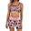 Woman in pink leopard print sports bra and shorts with "LaBela" logo on waistband.