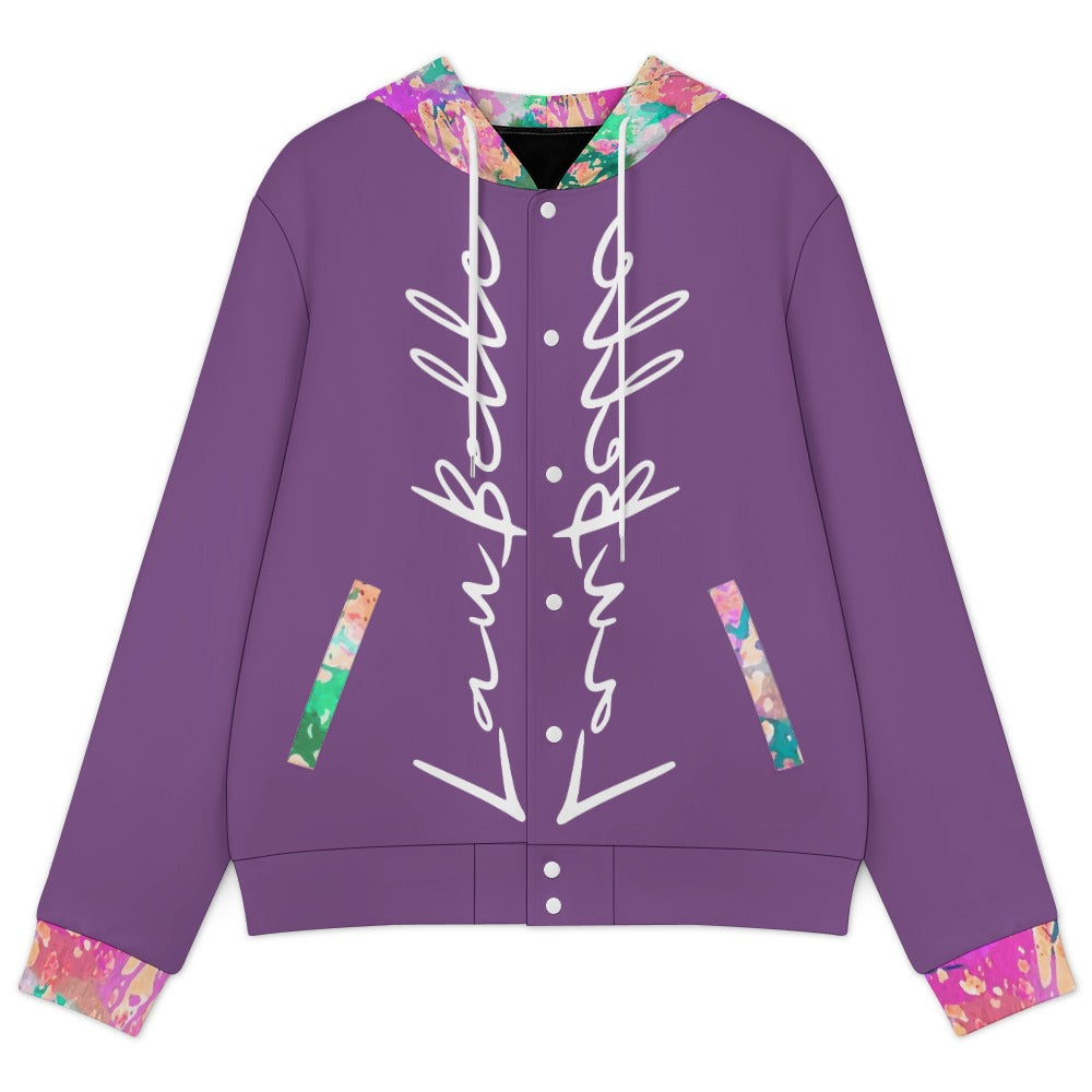 LauBelle Sport Athletic Hooded Baseball Varsity Jacket for her