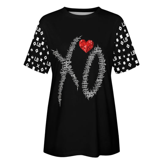 LauBelle - Women's 100% Cotton T-Shirt - Black XO - LauBelle Brand