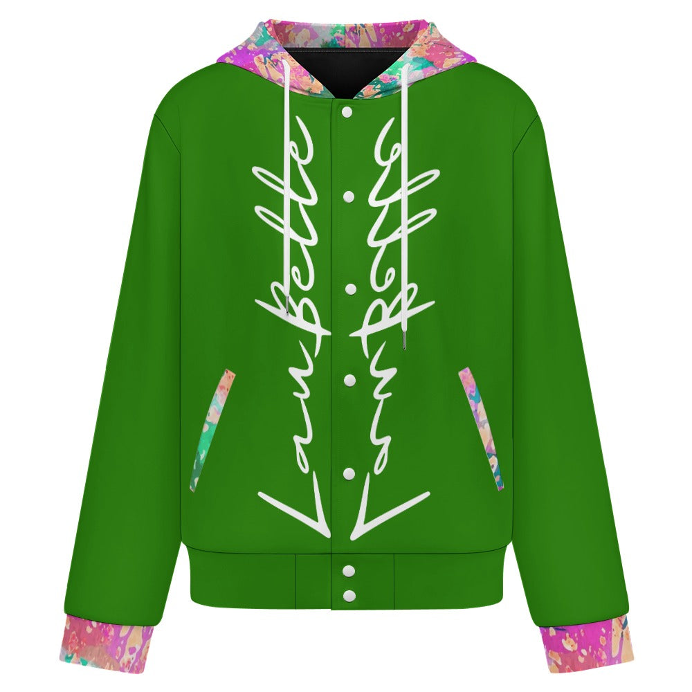 LauBelle Sport Athletic Hooded Baseball Varsity Jacket for her