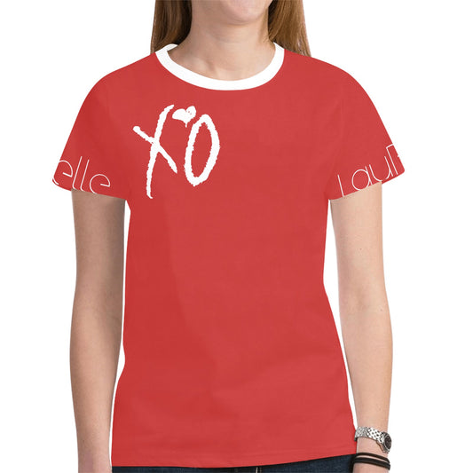 LauBelle - Women's All Over Print Mesh Cloth T-shirt (Model T45) - Red - LauBelle Brand