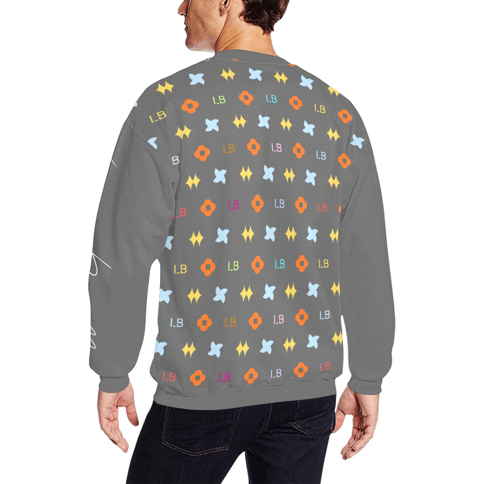 LauBelle Mens Graphic Print Crewneck Sweatshirt