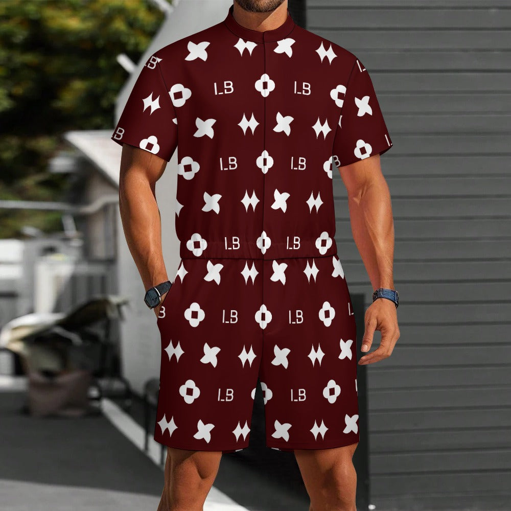 LauBelle - Men's one piece jumpsuit Short sleeved jumpsuit - Reddd - LauBelle Brand